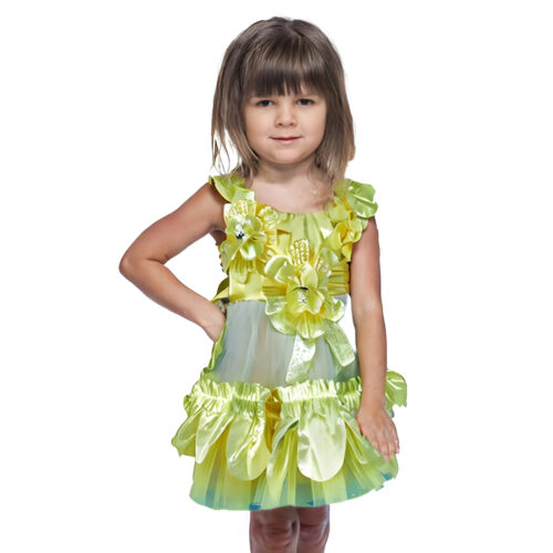 Glossy Lemon Yellow Party Dress