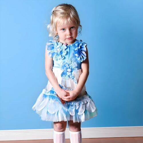 Sky Blue Flower Party Dress