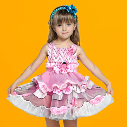 Girls Princess Party Dress Pink Flare Frock